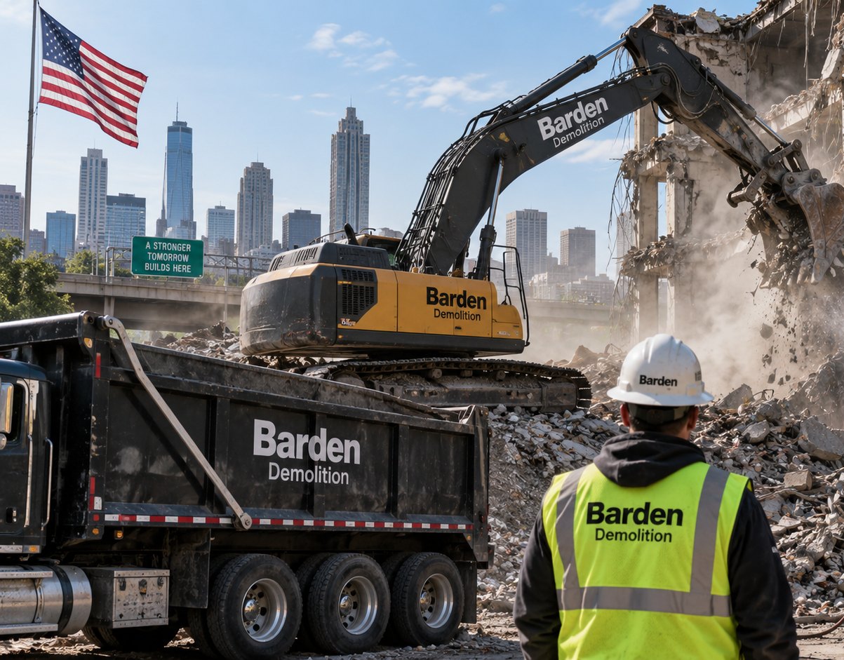 Barden-branded excavator performing site excavation